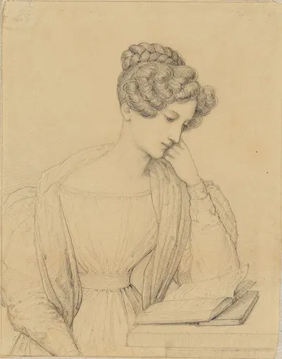 Sophie, Markgräfin von Baden, an einem Tische lesend by Мари Элленридер, 1827 — digital art print download