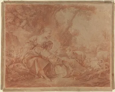 Zwei Schäferinnen by Markgräfin Karoline Luise von Baden — digital art print download