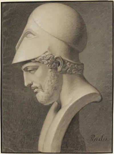 Büste des Perikles mit hohem attischen Helm, im Profil nach links by Philipp Jakob Becker — digital art print download