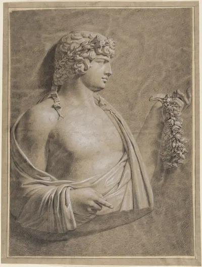 Fragment von einem Weihrelief für Antinoos by Philipp Jakob Becker — digital art print download
