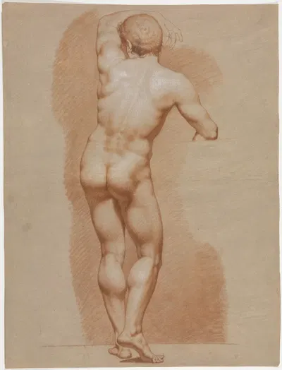 Stehender männlicher Akt in Rückenansicht by Philipp Jakob Becker — digital art print download