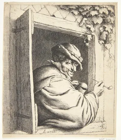 The smoker in the window by Адриан ван Остаде, 1667 — digital art print download