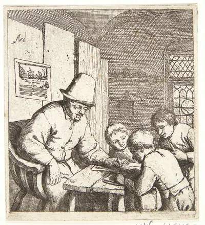 The school teacher by Адриан ван Остаде, 1644 — digital art print download