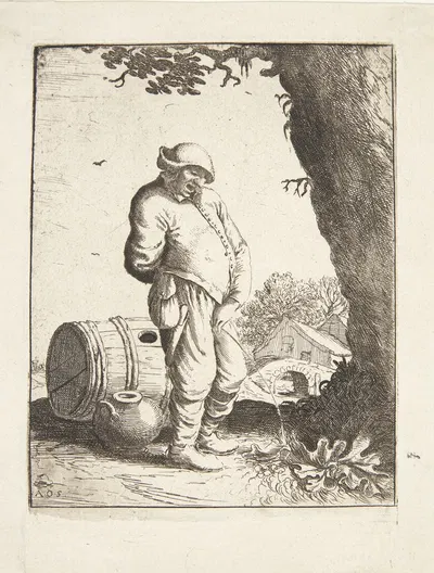 Bonde, der urinerer by Адриан ван Остаде, 1664 — digital art print download