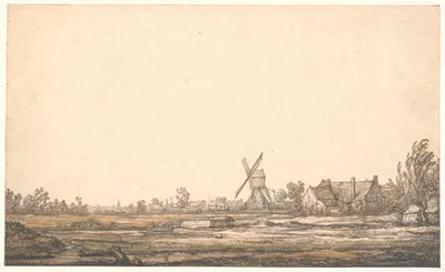 Landscape with a windmill by Аельберт Кёйп, 1640 — digital art print download