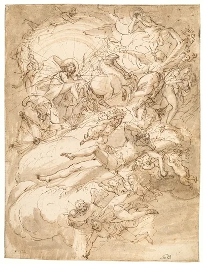 Apollo in his chariot, draft for ceiling painting by Alessandro Gherardini — digital art print download