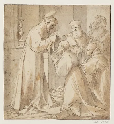 Saint Francis of Assisi consecrates new monks by Andrea Boscoli — digital art print download