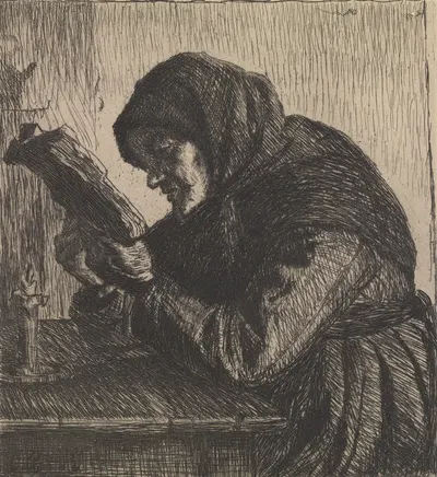 Reading old woman by Анна Анкер, 1896 — digital art print download