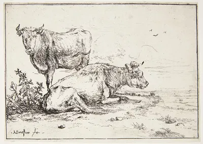 Two cows by Антони ван Борссом — digital art print download