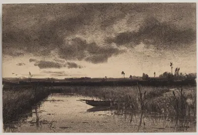 Landscape with a river by Антон Мельбе, 1862 — digital art print download