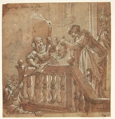Judith fremviser Holofernes' afhuggede hoved for folket by Augustin Braun, 1620 — digital art print download
