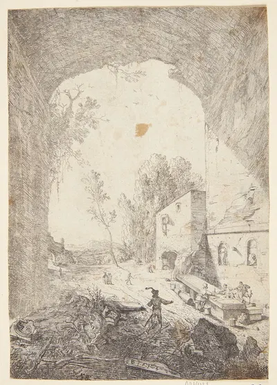 Herberg ved Grotta della Ninfa Egeria by Бартоломейс Бринберг, 1640 — digital art print download