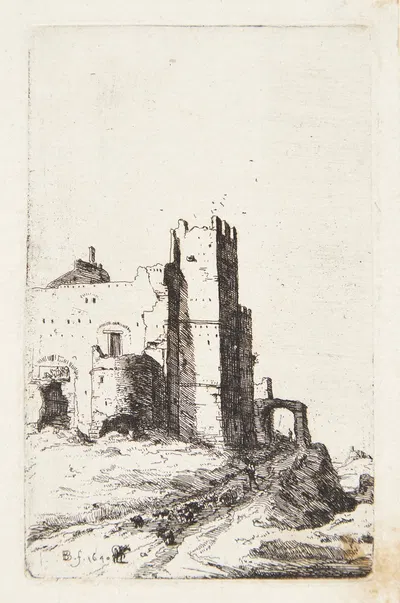 Ruiner i Leoni nær Frascati by Бартоломейс Бринберг — digital art print download