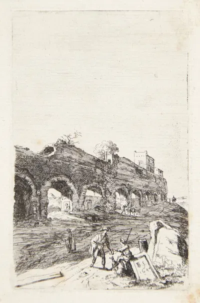 Ruinerne af akvædukten ved Mezza Via nær Rom by Бартоломейс Бринберг — digital art print download