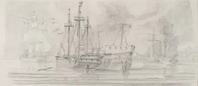 Segelfartyg på redden, Stockholms ström by Брор Якоб Адельборг, 1846 — digital art print download