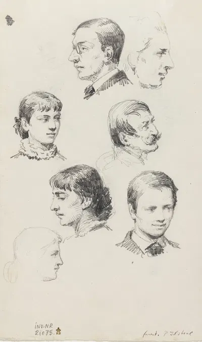 Syv portrætstudier by Carl Thomsen — digital art print download