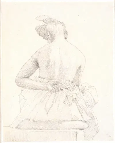 Siddende kvindelig model set bagfra by Кристен Кёбке, 1833 — digital art print download