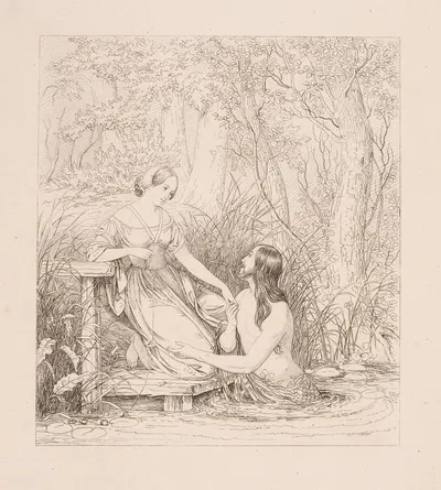 Liden Gunver og Havmanden by Edvard Lehmann, 1841 — digital art print download