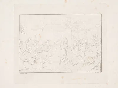 Dans i et osteri by Carl Edvard Sonne, 1827 — digital art print download