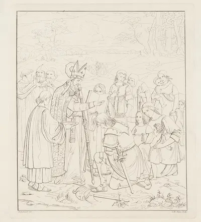 De første danske kristnes dåb by Carl Edvard Sonne, 1826 — digital art print download