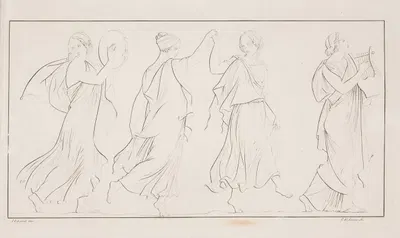 Fremstilling med dansende kvinder by Carl Edvard Sonne — digital art print download