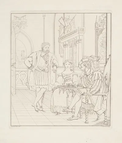 Scene fra Walter Scotts roman Slottet Pontefact by Carl Edvard Sonne, 1826 — digital art print download