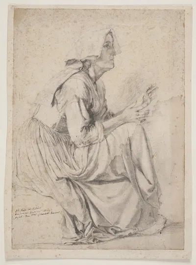 1. studie til billedet med kvinderne ved Fontainen i A. by Элизабета Ерихау Бауман, 1845 — digital art print download