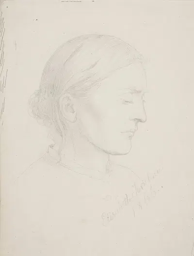 Ældre kvinde i profil by Элизабета Ерихау Бауман, 1866 — digital art print download