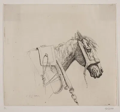 Et hestehoved by Emmerik Høegh-Guldberg, 1849 — digital art print download