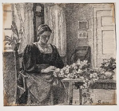 Min hustru fru Anna Syberg binder krans by Фриц Сиберг, 1894 — digital art print download