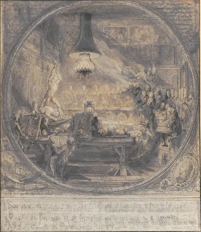 Kong Christian VII's besøg på Det kgl franske Kunstakademi i Paris, 8 nov 1768 by Габриэль де Сент-Обен, 1768 — digital art…