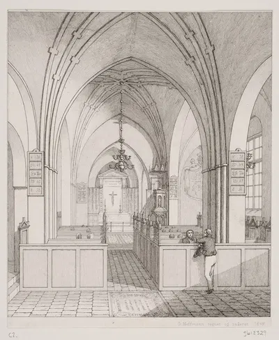 Det indre af Karrebæk Kirke by Georg Hoffmann, 1849 — digital art print download