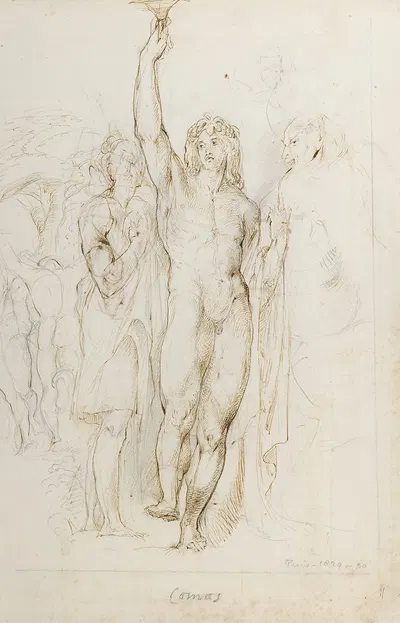 A study of Comus carrying his cup by Джордж Ричмонд — digital art print download
