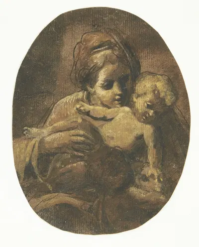 Madonna med barnet by Giacomo Cavedone — digital art print download