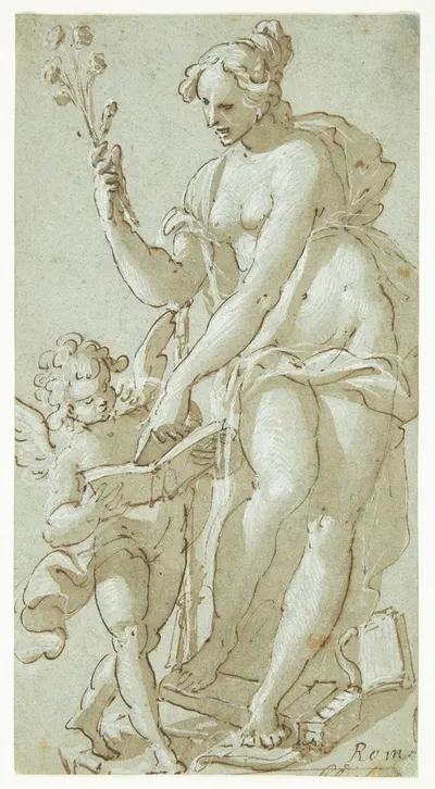 Venus underviser Amor, der læser i en bog by Giovanni Battista Rovere — digital art print download