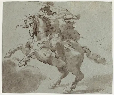 Marcus Curtius kaster sig med sin hest i kløften by Giovanni Battista Trotti — digital art print download