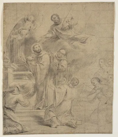 Den hellige Bernhard redder Sankt Caesarius' kranie by Giovanni Bonati — digital art print download
