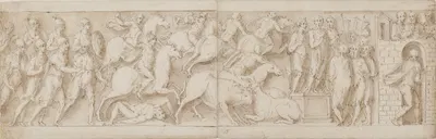 Romerske bueskytter , romersk angreb; Marcus Aurelius taler til sine vagter; Marcus Aurelius modtager en advarsel by…