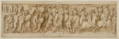 Sarmatiske ledere tilfangetages af romerne i et overraskelsesangreb, og der sættes ild på deres huse; legionærer og…