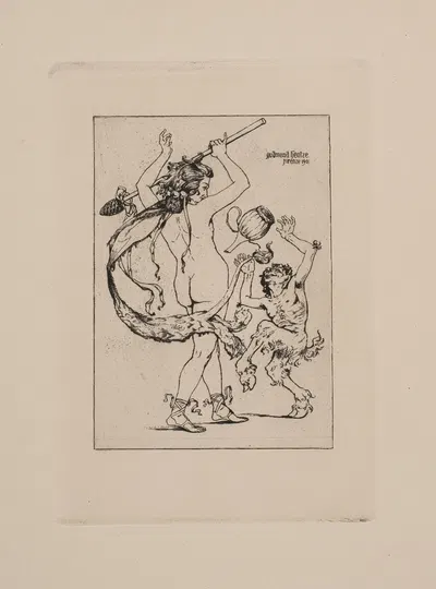 Satyr og Baccantinde by Gudmund Hentze, 1901 — digital art print download