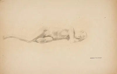 Studie af gipsafstøbning fra Pompeji. Liggende mand by Gudrun Traustedt, 1920-1924 — digital art print download