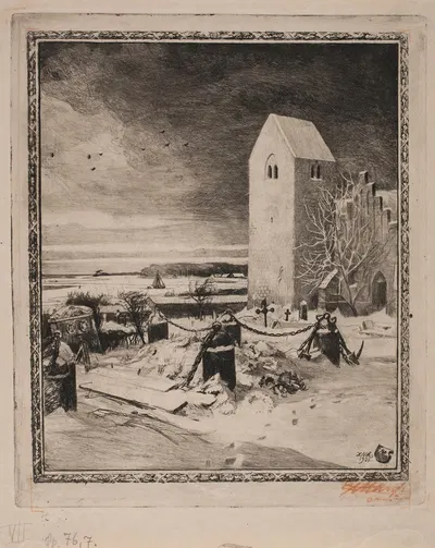 Højt på en gren VI Kirkegården by Hans Nikolaj Hansen, 1901 — digital art print download