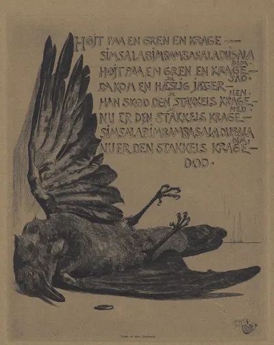 Højt på en gren by Hans Nikolaj Hansen, 1903 — digital art print download