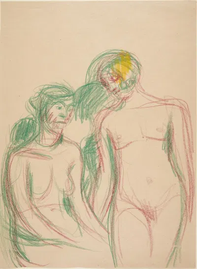 En siddende og en ståendelig kvindelig model by Харальд Гирсинг — digital art print download