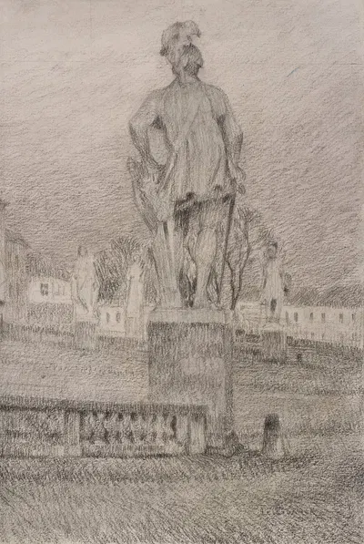 La cour d’honneur, La statue de Du Guesclin, Versailles by Анри Ле Сиданер, 1903 — digital art print download