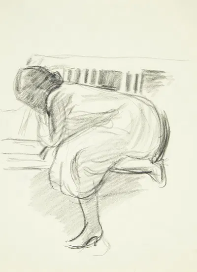 Læsende kvinde sammenkrøbet på en sofa by Генрик Шубо — digital art print download