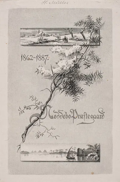 Omslag til jubilæumsudgaven af Nøddebo Præstegård by Herman Rudolf Müller, 1887 — digital art print download