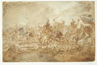 Kavaleri-slagscene by Жак Куртуа — digital art print download