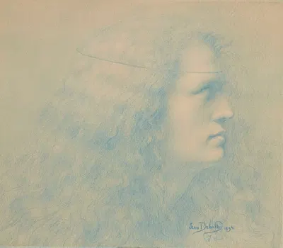 Tête de femme de profil ou Parsifal by Жан Дельвиль, 1894 — digital art print download