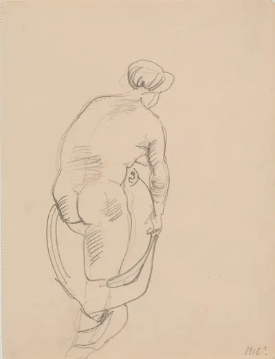 Stående nøgen kvinde, set fra ryggen by Йенс Адольф Ерихау, 1912 — digital art print download